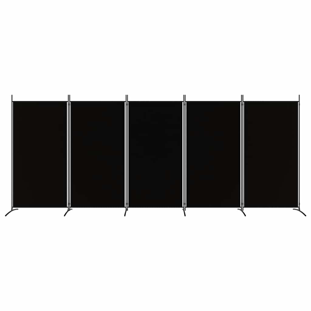 Cloison de séparation 5 panneaux Noir 433x180 cm Tissu - XIOS
