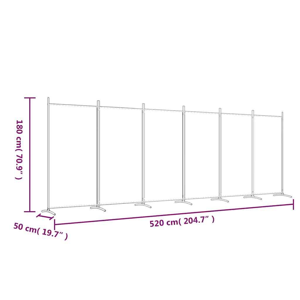 Cloison de séparation 6 panneaux Blanc 520x180 cm Tissu - XIOS