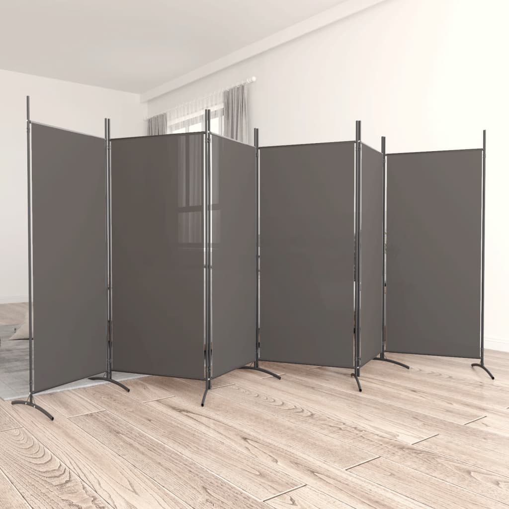 Cloison de séparation 6 panneaux Anthracite 520x180 cm Tissu - XIOS