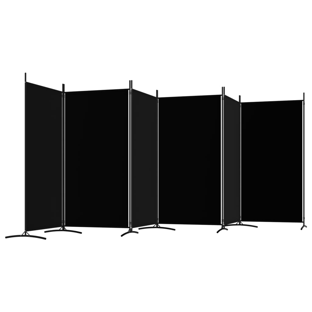 Cloison de séparation 6 panneaux Noir 520x180 cm Tissu - XIOS