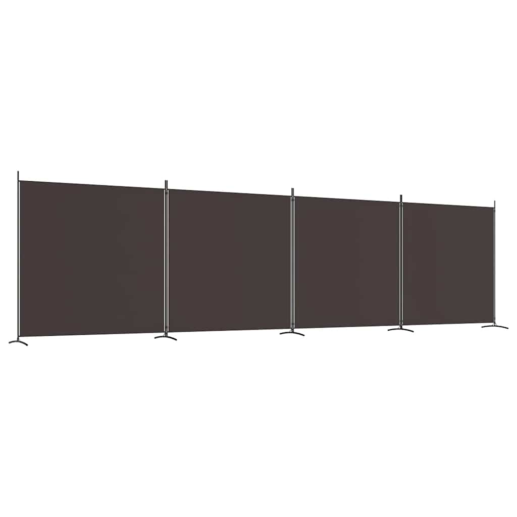 Cloison de séparation 4 panneaux Marron 698x180 cm Tissu