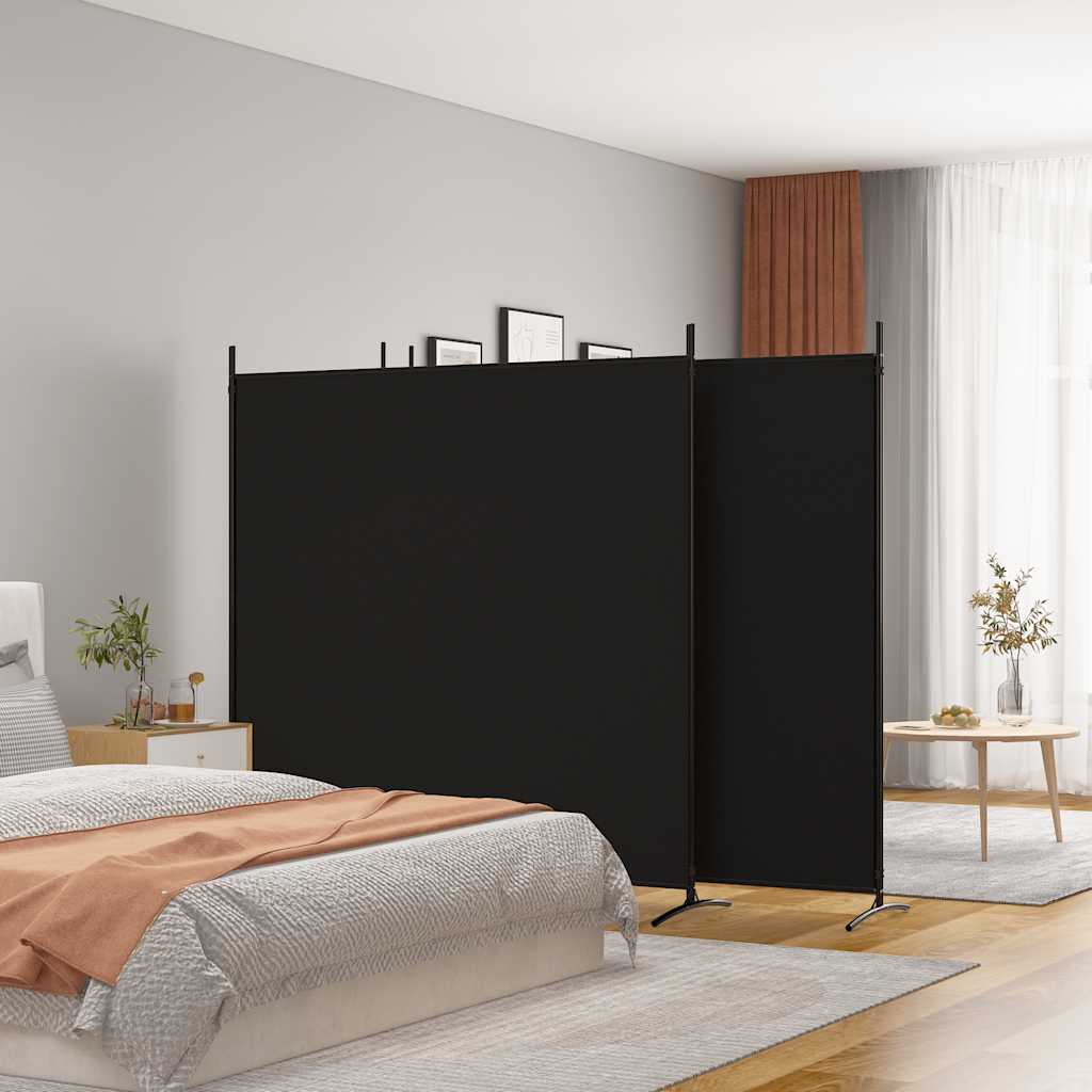 Cloison de séparation 4 panneaux Noir 698x180 cm Tissu - XIOS