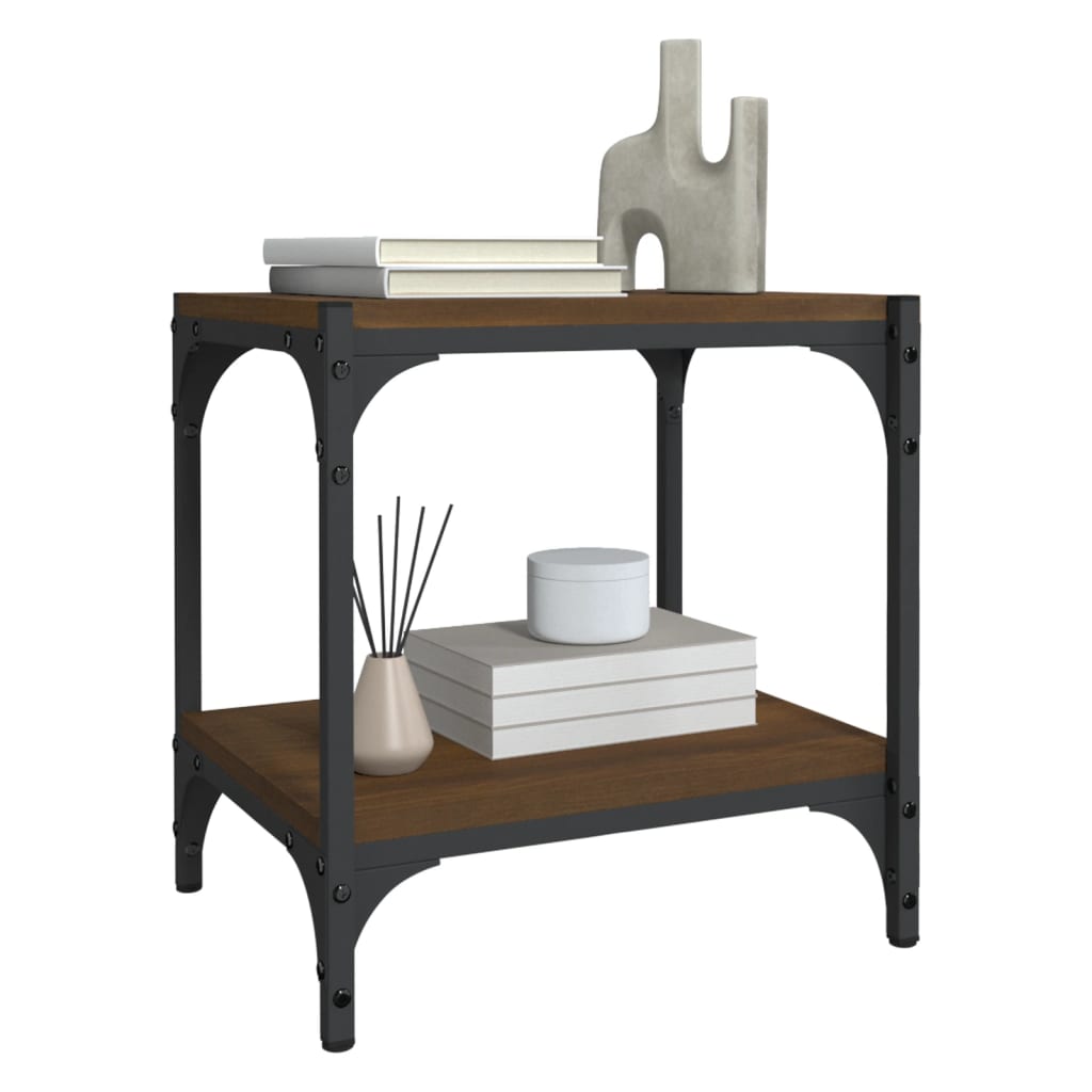 Meuble TV Chêne marron 40x33x41 cm Bois d'ingénierie et acier - XIOS