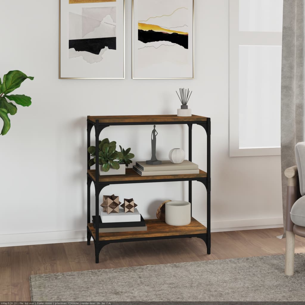 Bibliothèque Chêne fumé 60x33x70,5cm Bois d'ingénierie et acier - XIOS