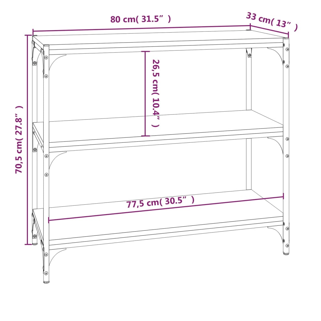 Bibliothèque Chêne fumé 80x33x70,5cm Bois d'ingénierie et acier - XIOS