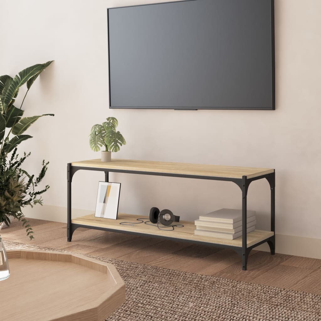 Meuble TV Chêne sonoma 100x33x41 cm Bois d'ingénierie et acier - XIOS
