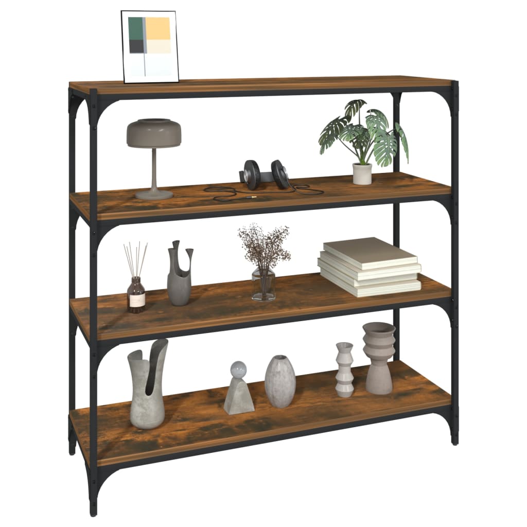 Bibliothèque Chêne fumé 100x33x100cm Bois d'ingénierie et acier - XIOS