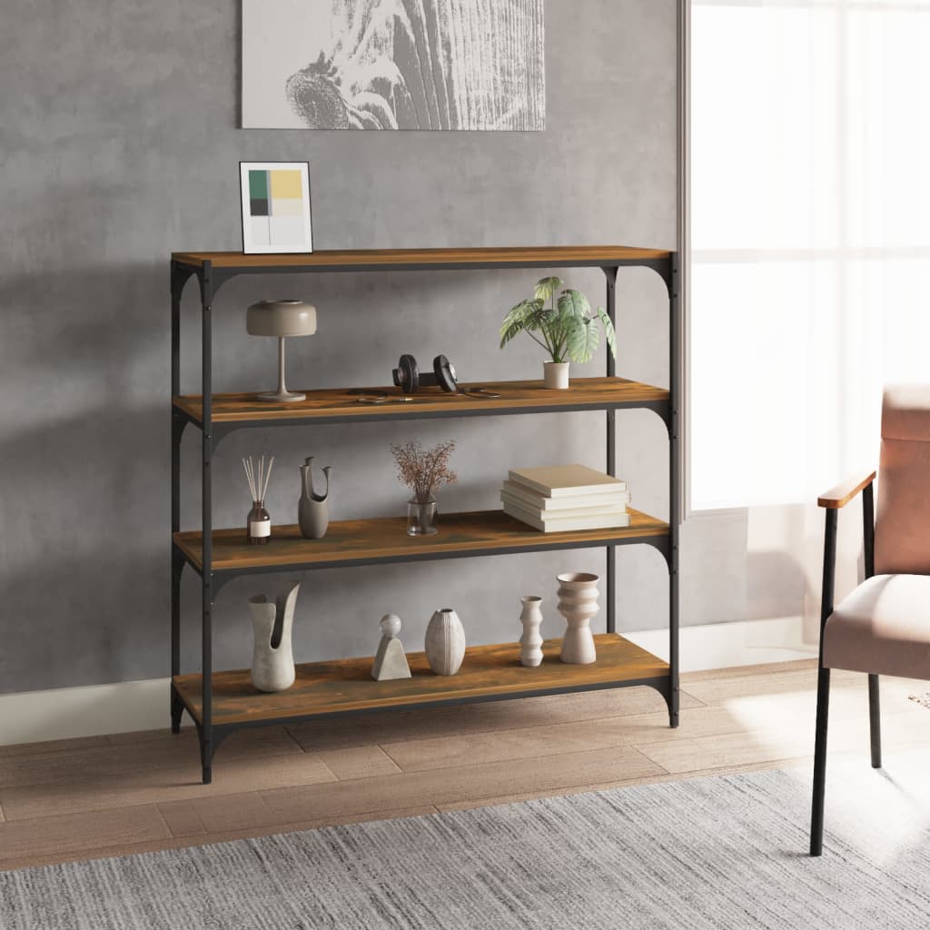 Bibliothèque Chêne fumé 100x33x100cm Bois d'ingénierie et acier - XIOS