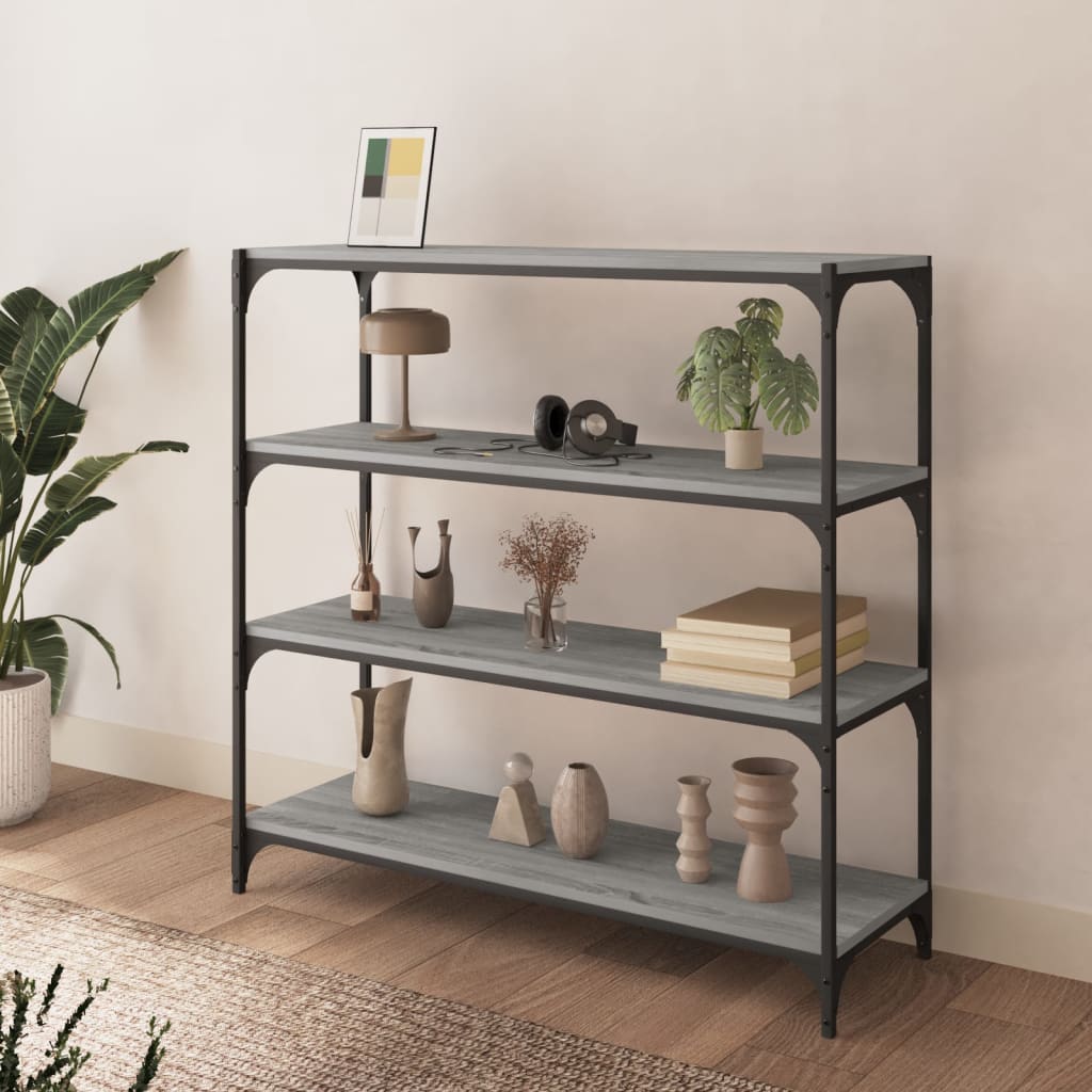 Bibliothèque Sonoma gris 100x33x100 cm Bois d'ingénierie acier - XIOS