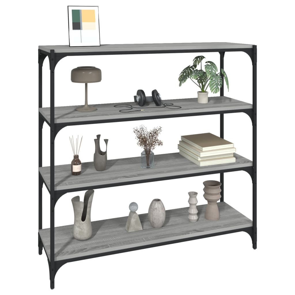 Bibliothèque Sonoma gris 100x33x100 cm Bois d'ingénierie acier - XIOS