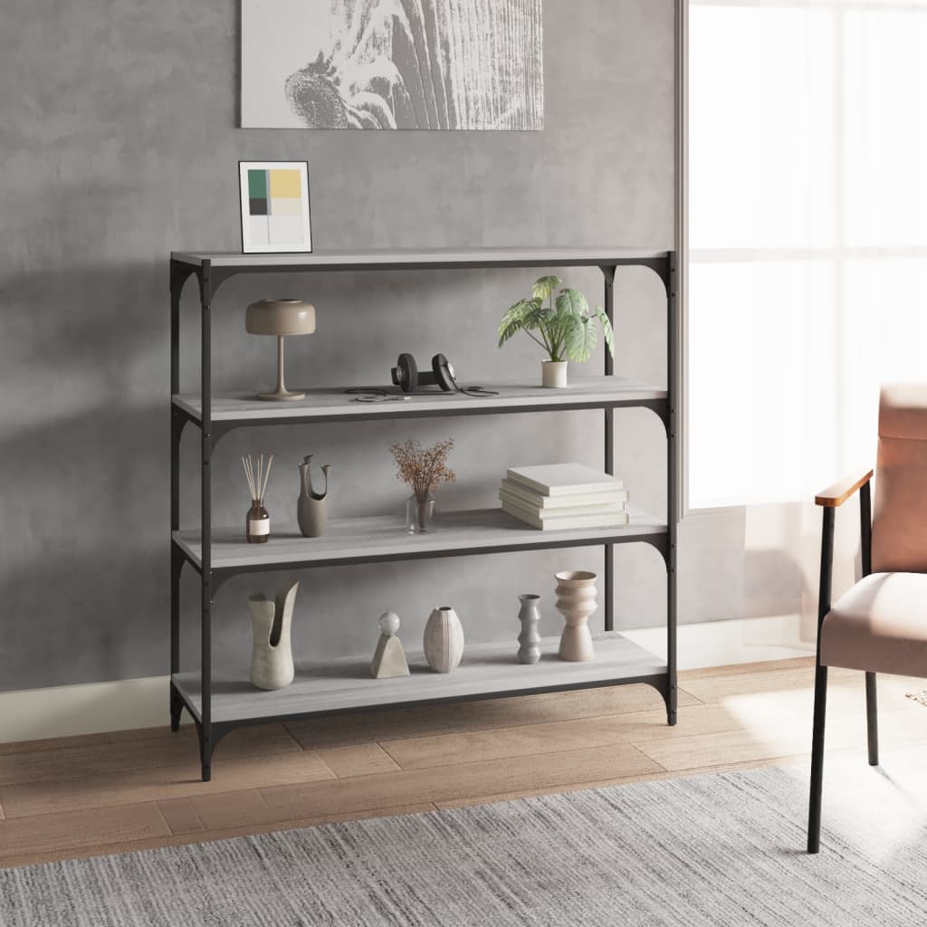 Bibliothèque Sonoma gris 100x33x100 cm Bois d'ingénierie acier - XIOS