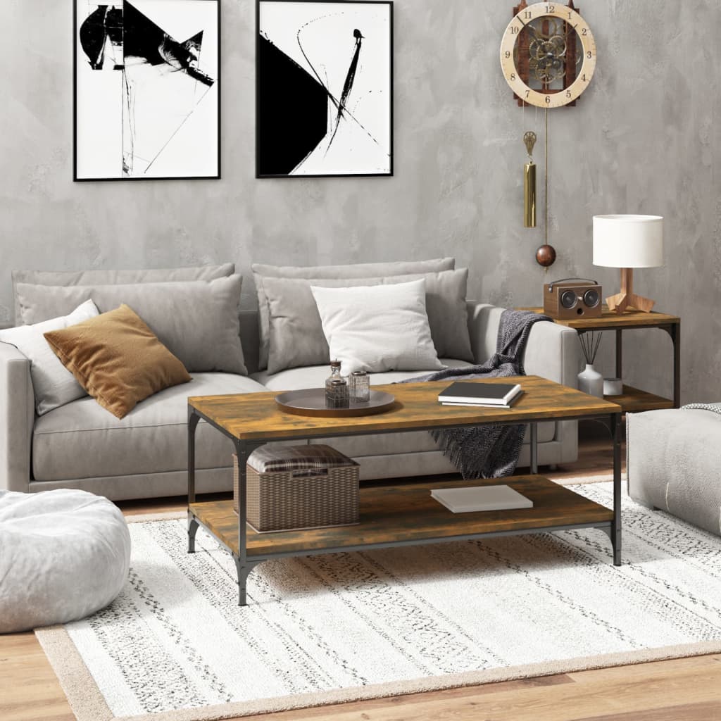 Table basse Chêne fumé 100x50x40 cm Bois d'ingénierie - XIOS
