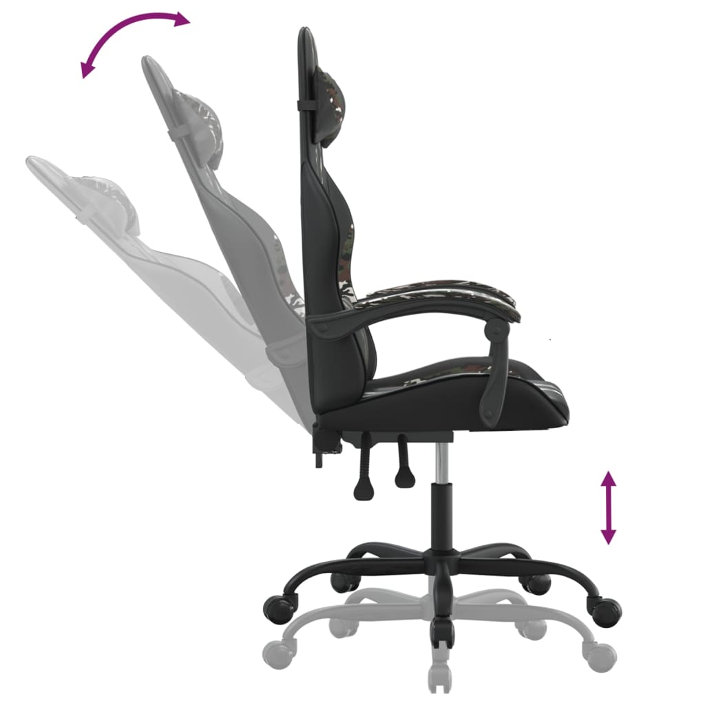 Chaise de jeu pivotante Noir et camouflage Similicuir - XIOS
