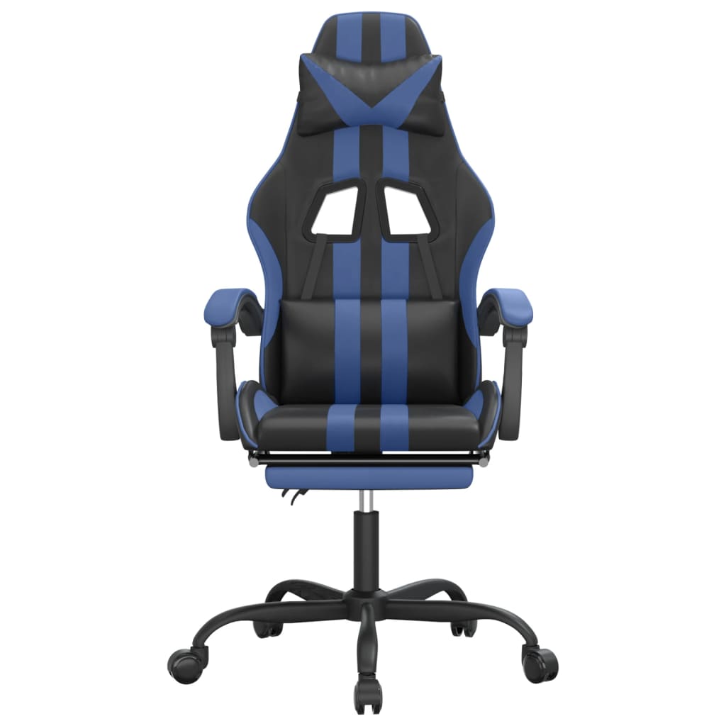 Chaise de jeu pivotante et repose-pied Noir et bleu Similicuir - XIOS