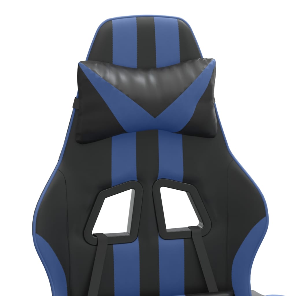 Chaise de jeu pivotante et repose-pied Noir et bleu Similicuir - XIOS