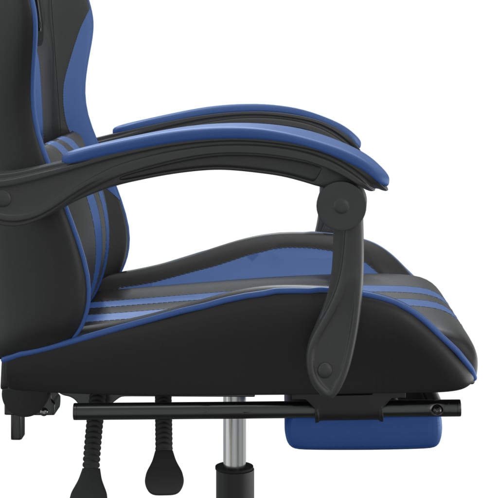 Chaise de jeu pivotante et repose-pied Noir et bleu Similicuir - XIOS
