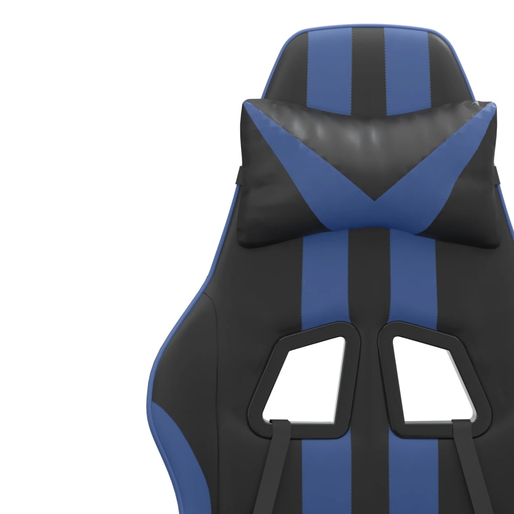 Chaise de jeu pivotante et repose-pied Noir et bleu Similicuir - XIOS