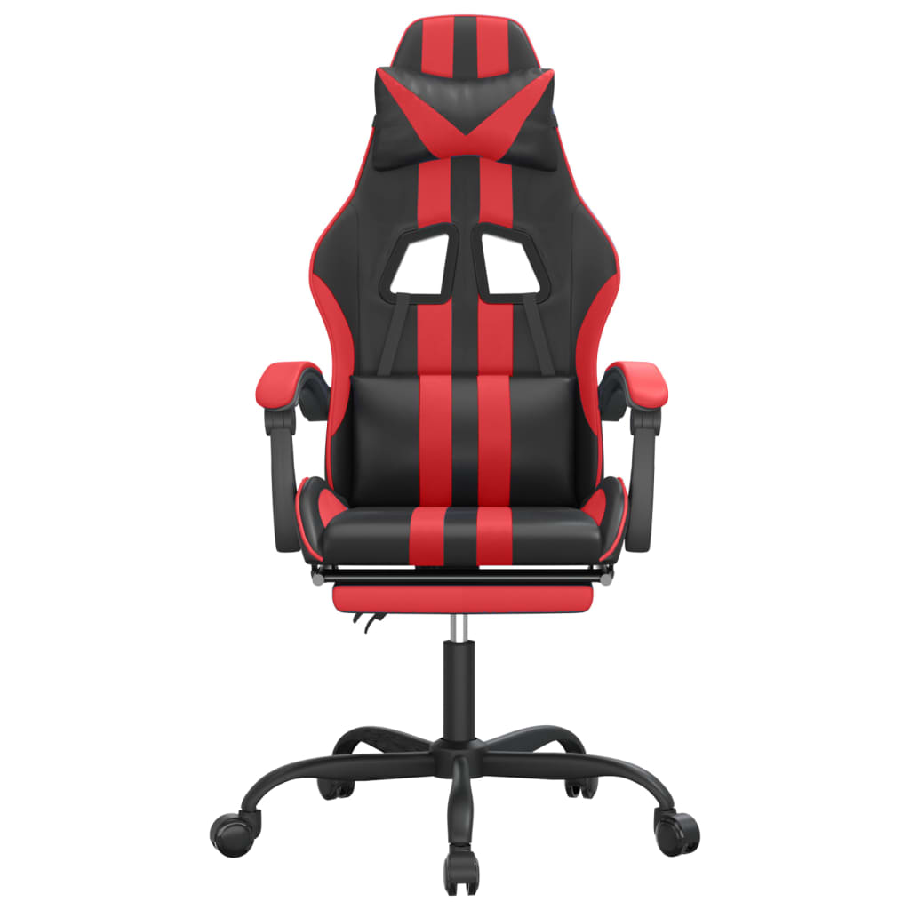 Chaise de jeu pivotante et repose-pied Noir et rouge Similicuir - XIOS