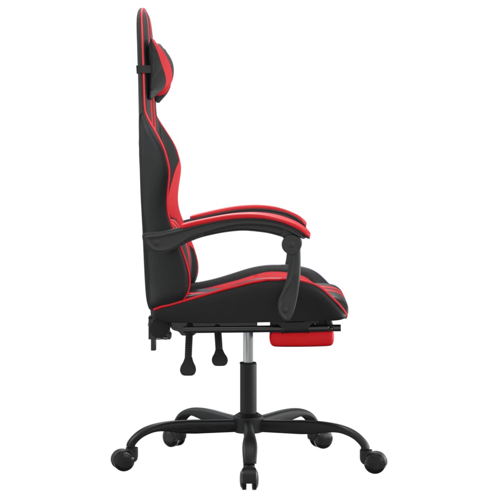 Chaise de jeu pivotante et repose-pied Noir et rouge Similicuir - XIOS