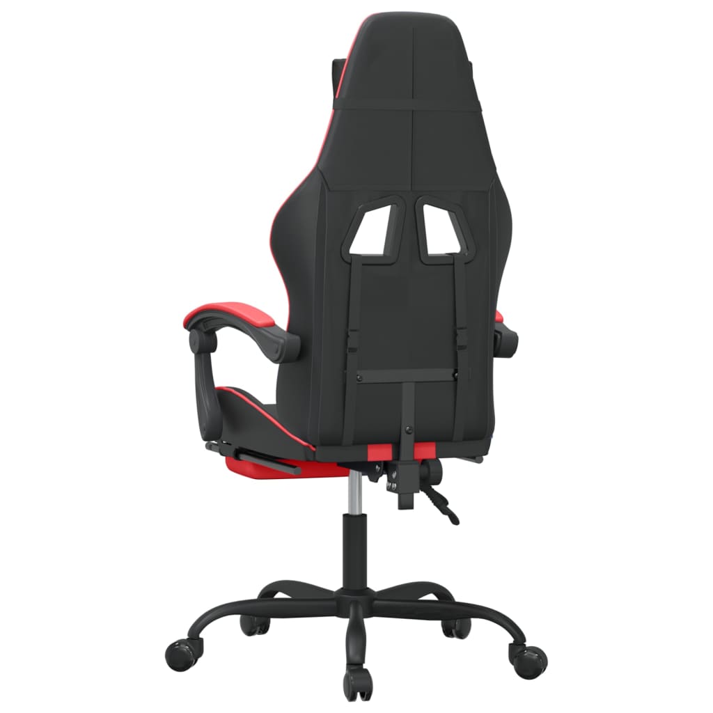 Chaise de jeu pivotante et repose-pied Noir et rouge Similicuir - XIOS