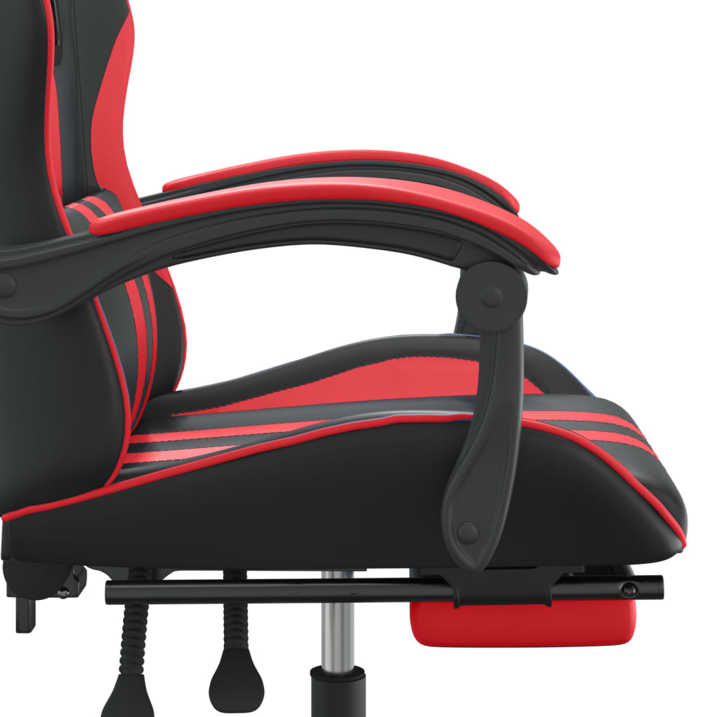 Chaise de jeu pivotante et repose-pied Noir et rouge Similicuir - XIOS