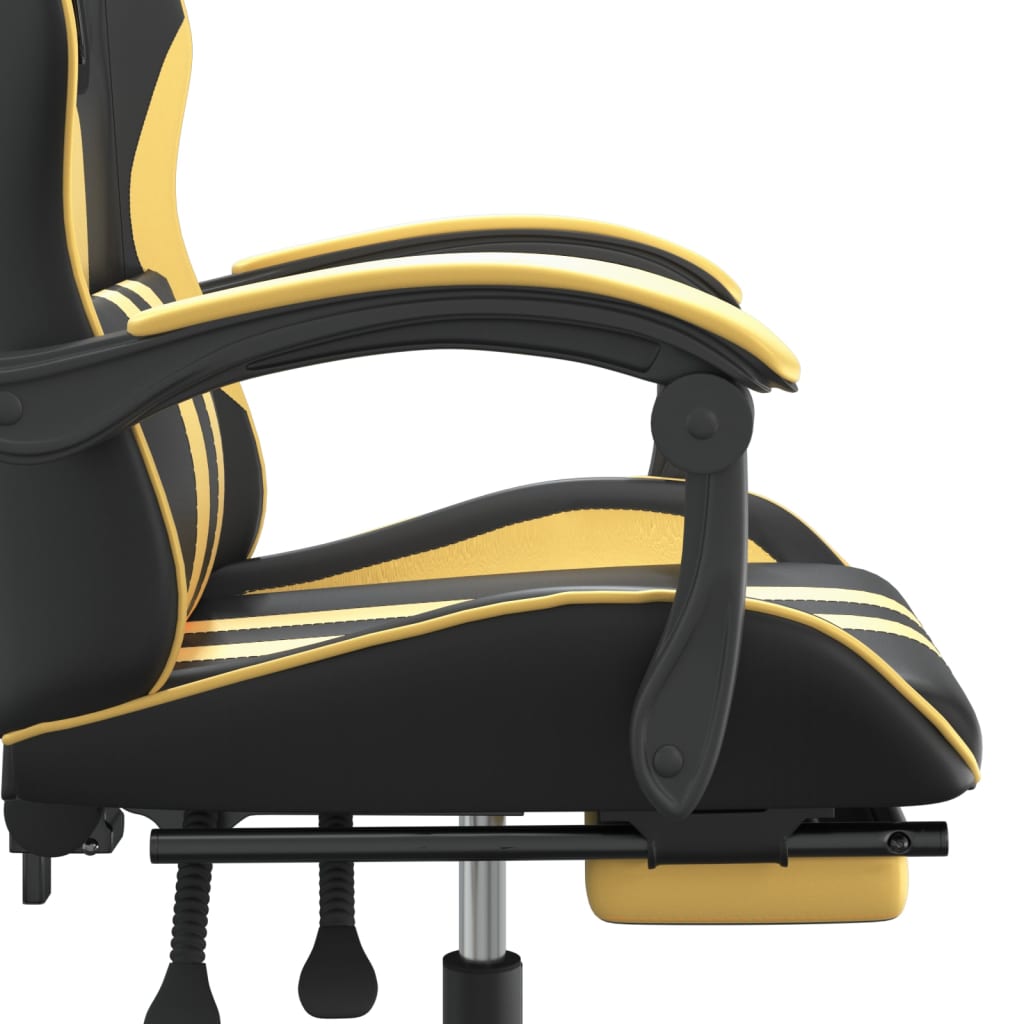 Chaise de jeu pivotante et repose-pied Noir et doré Similicuir - XIOS