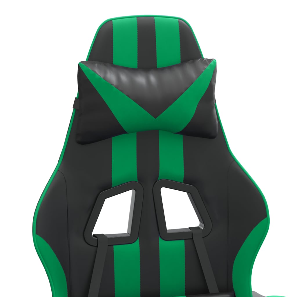 Chaise de jeu pivotante et repose-pied Noir et vert Similicuir - XIOS