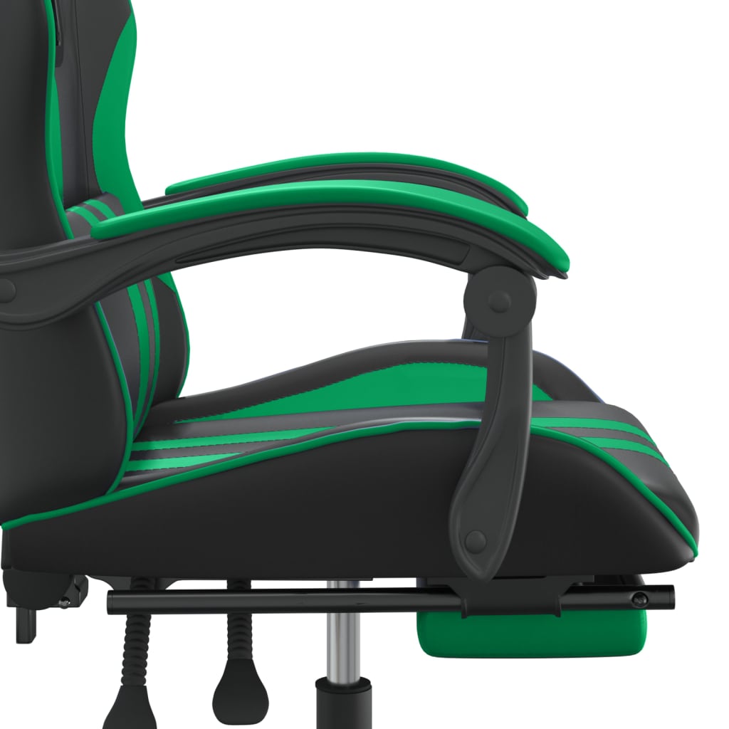 Chaise de jeu pivotante et repose-pied Noir et vert Similicuir - XIOS