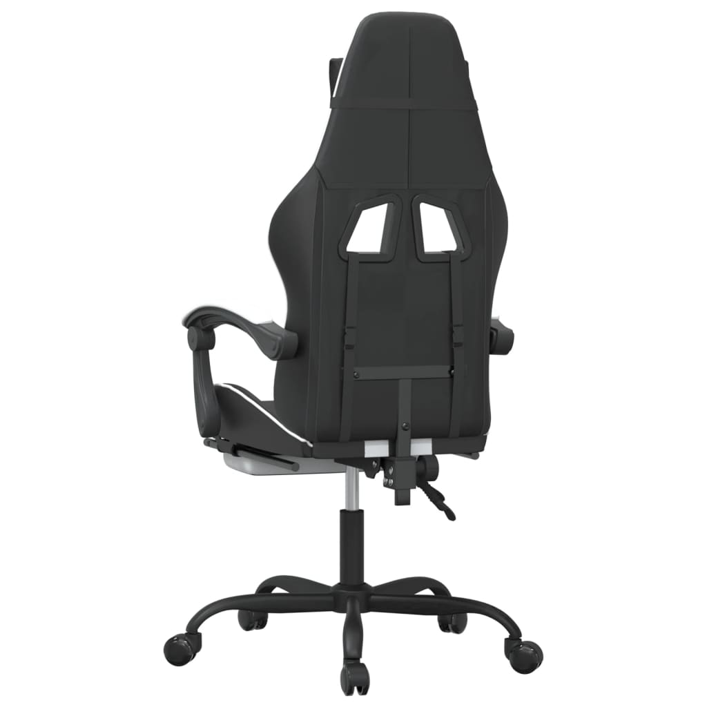 Chaise de jeu pivotante et repose-pied Noir et blanc Similicuir - XIOS