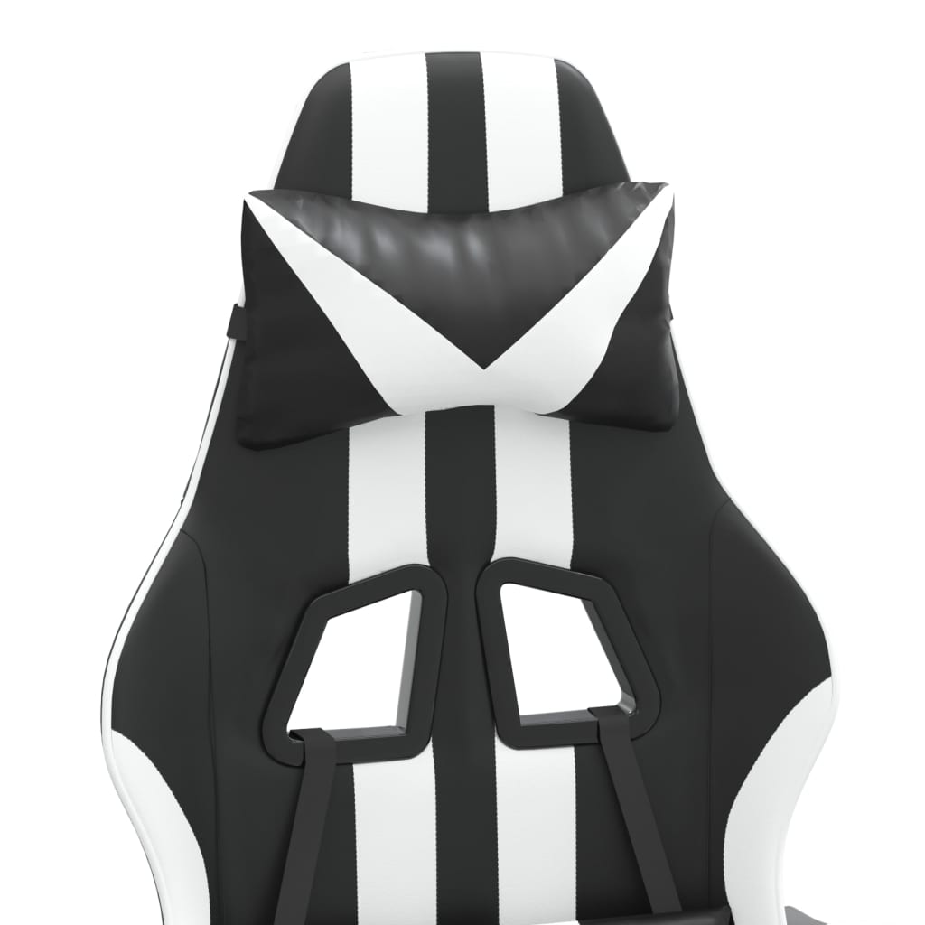 Chaise de jeu pivotante et repose-pied Noir et blanc Similicuir - XIOS