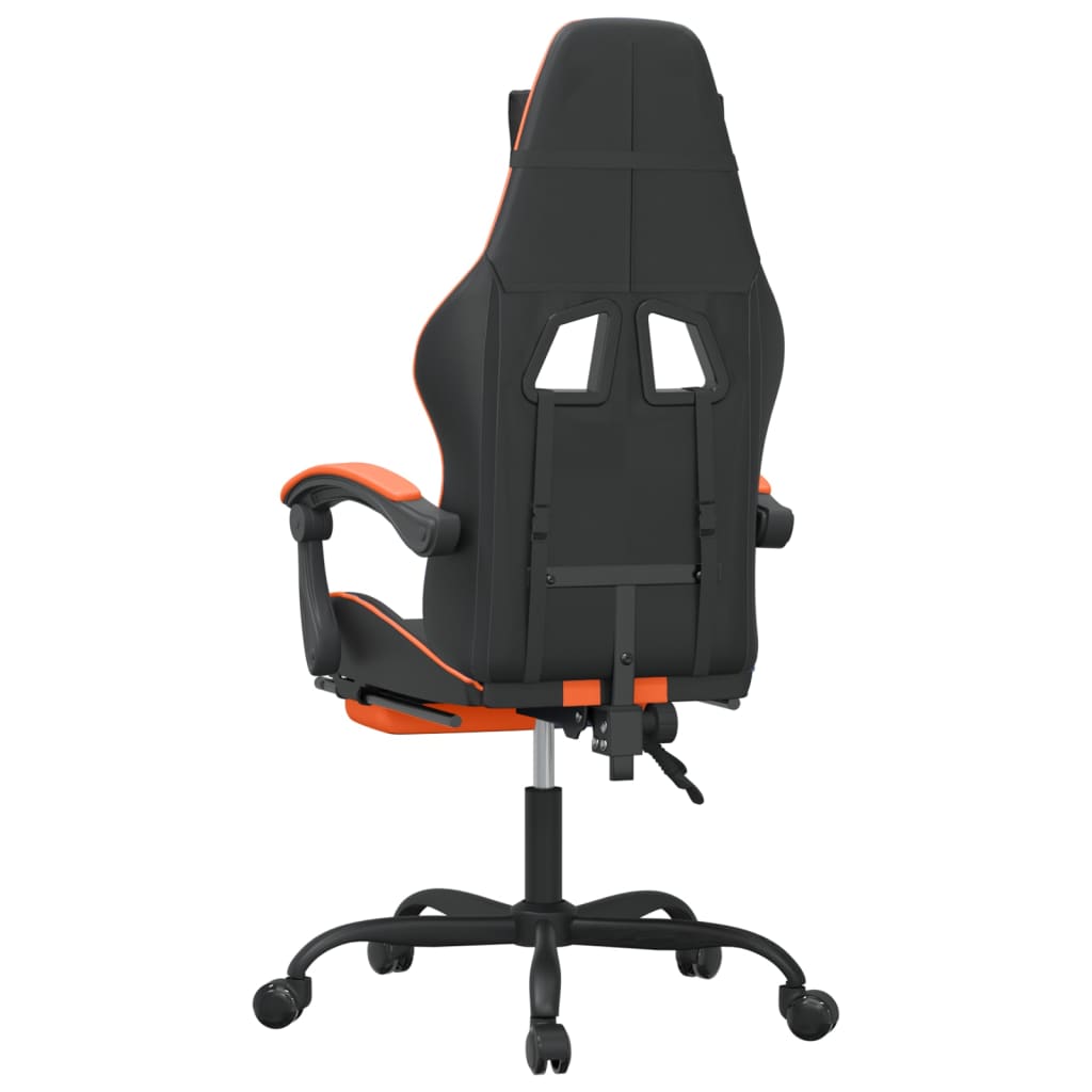 Chaise de jeu pivotante repose-pied Noir et orange Similicuir - XIOS