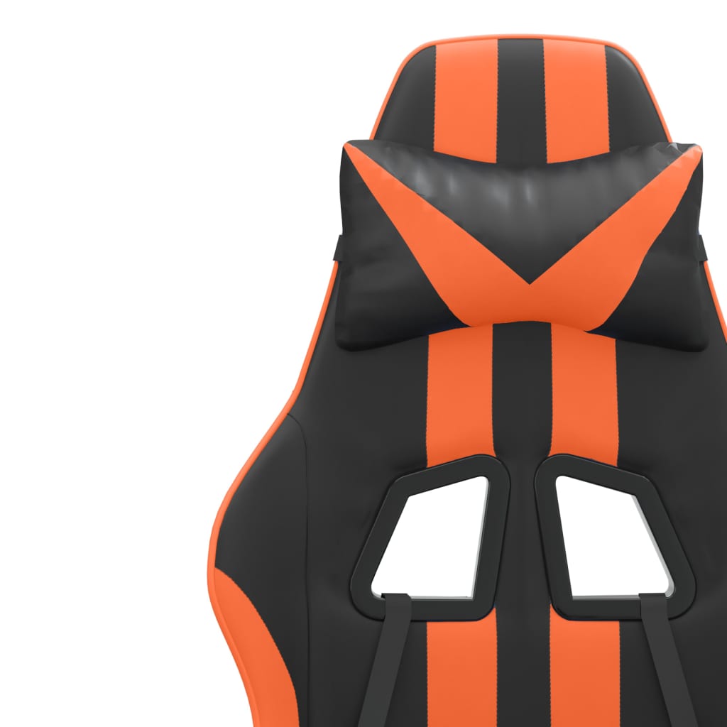 Chaise de jeu pivotante repose-pied Noir et orange Similicuir - XIOS
