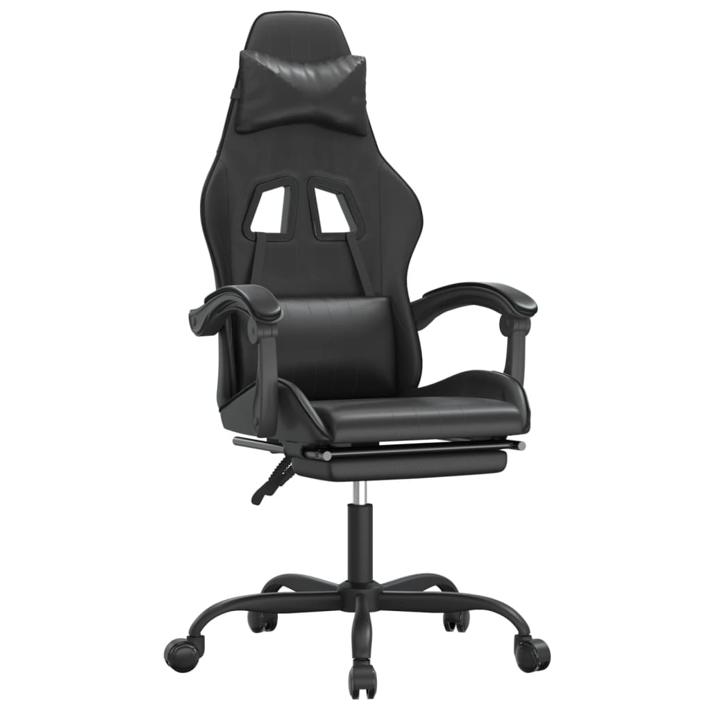 Chaise de jeu pivotante avec repose-pied Noir Similicuir - XIOS
