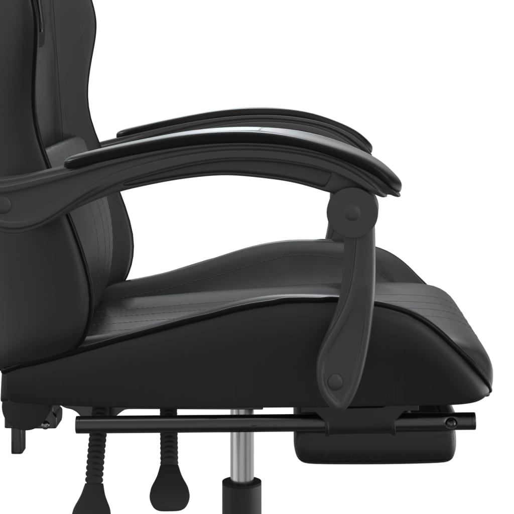 Chaise de jeu pivotante avec repose-pied Noir Similicuir - XIOS