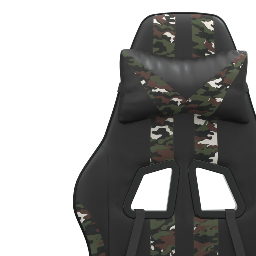 Chaise de jeu pivotante repose-pied Noir camouflage Similicuir - XIOS