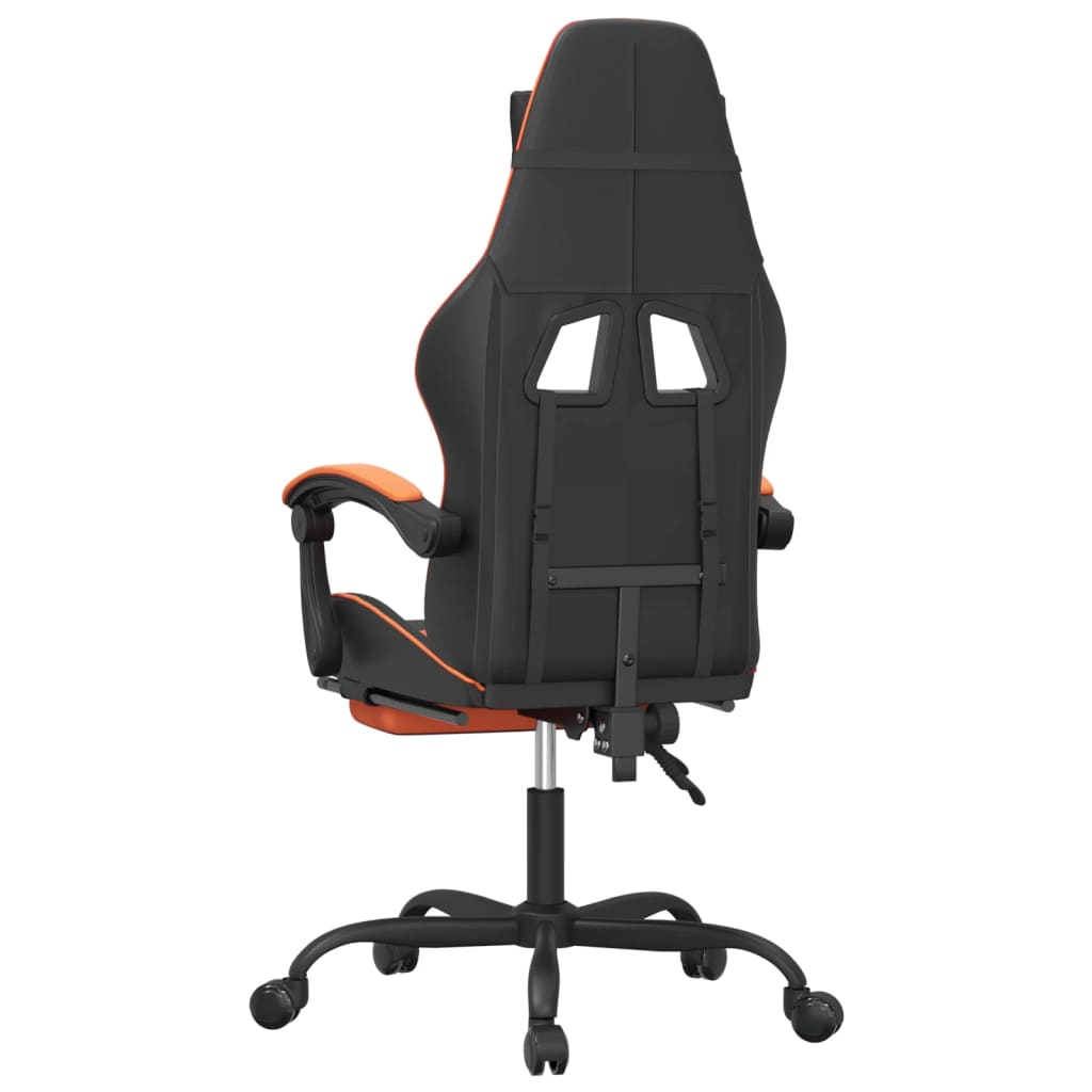 Chaise de jeu pivotante repose-pied Noir et orange Similicuir - XIOS