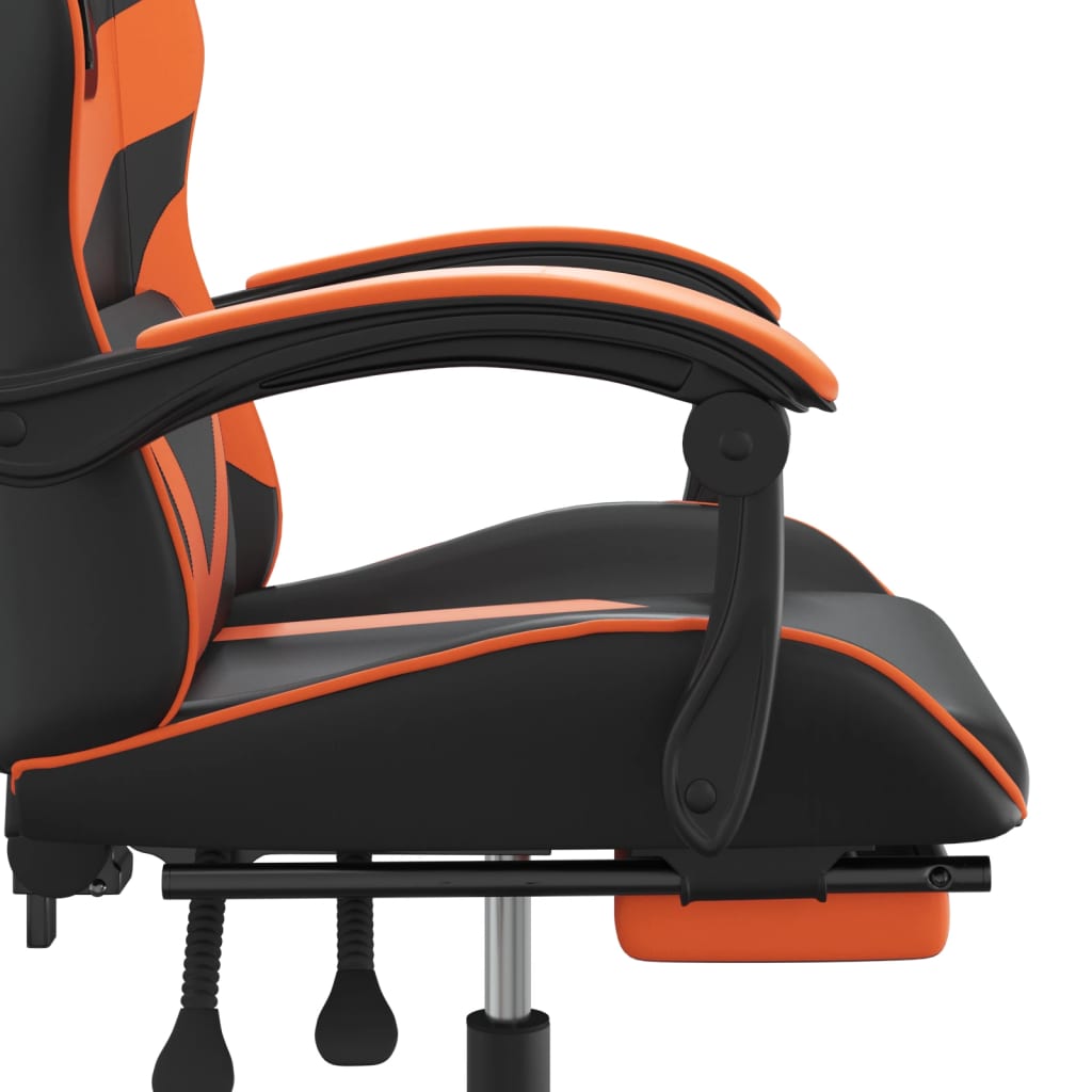 Chaise de jeu pivotante repose-pied Noir et orange Similicuir - XIOS