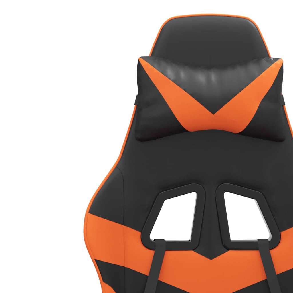 Chaise de jeu pivotante repose-pied Noir et orange Similicuir - XIOS