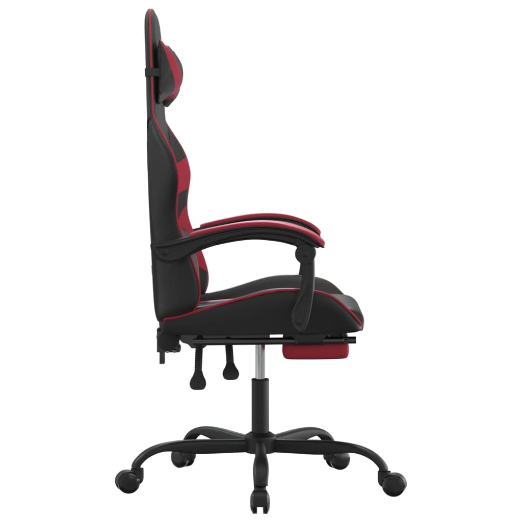 Chaise de jeu pivotante repose-pied Noir bordeaux Similicuir - XIOS