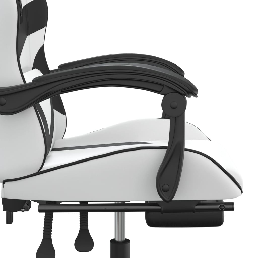 Chaise de jeu pivotante et repose-pied Blanc et noir Similicuir - XIOS