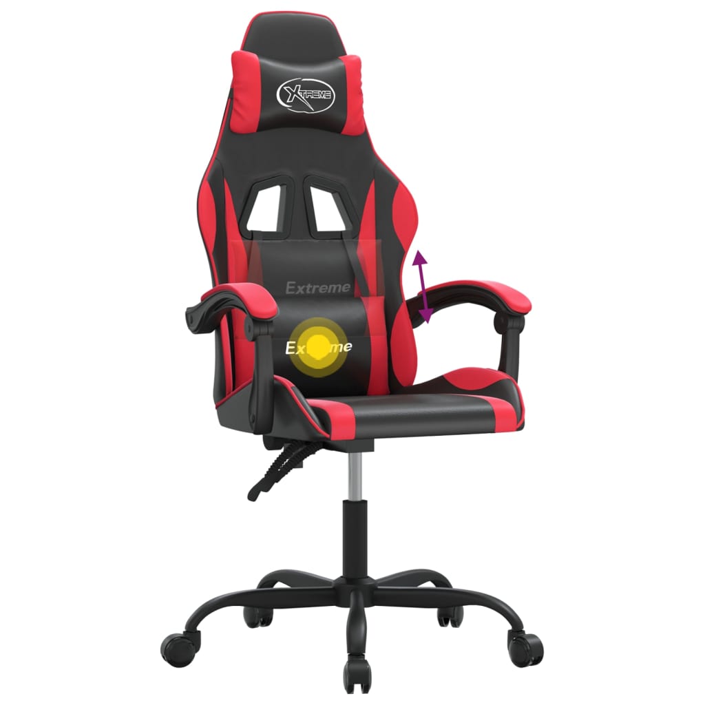 Chaise de jeu pivotante Noir et rouge Similicuir - XIOS
