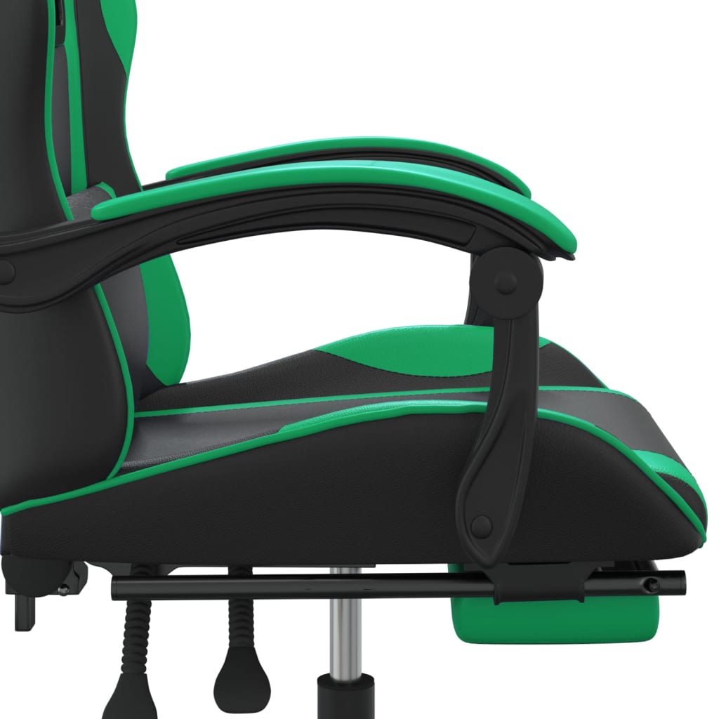 Chaise de jeu pivotante et repose-pied Noir et vert Similicuir - XIOS