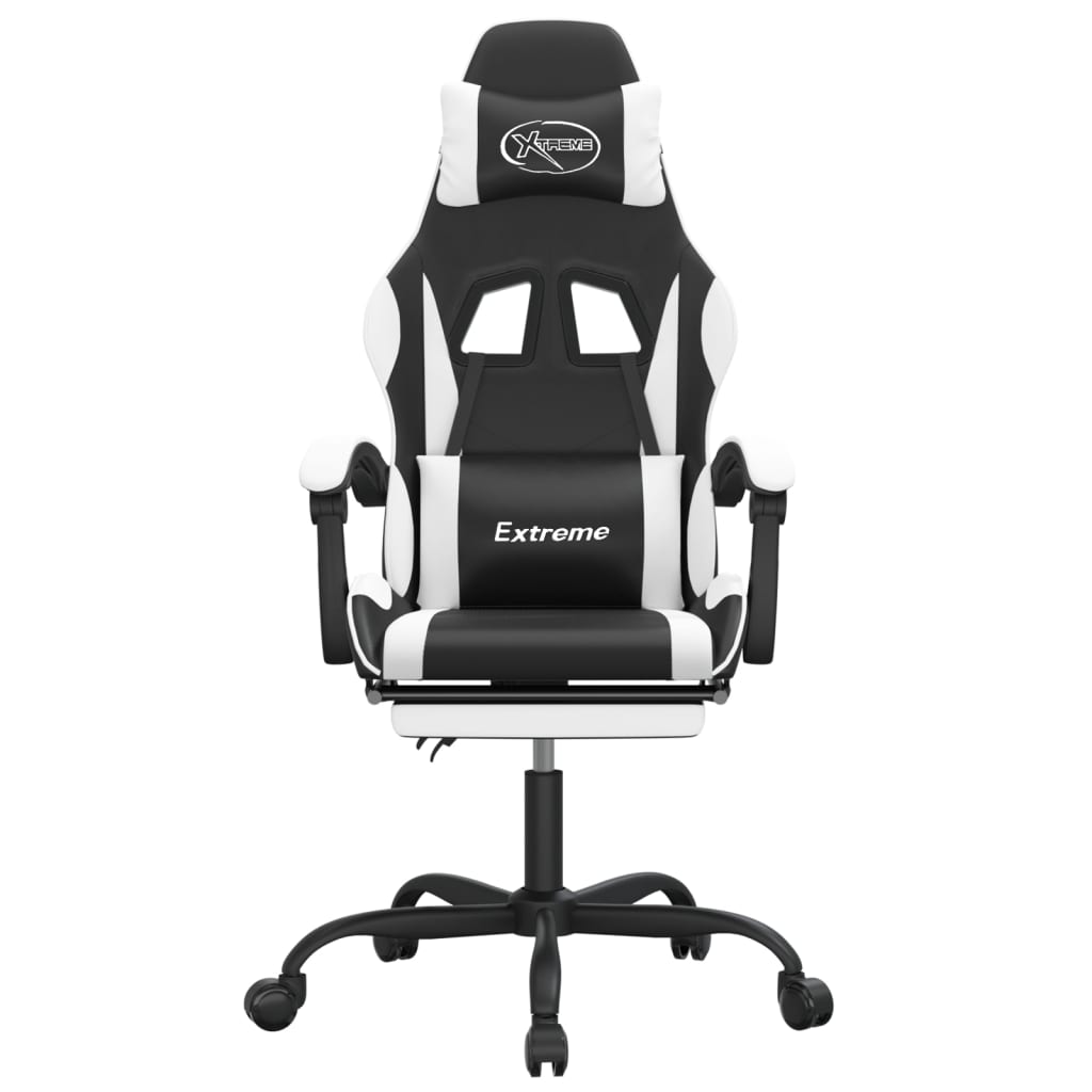 Chaise de jeu pivotante et repose-pied Noir et blanc Similicuir - XIOS