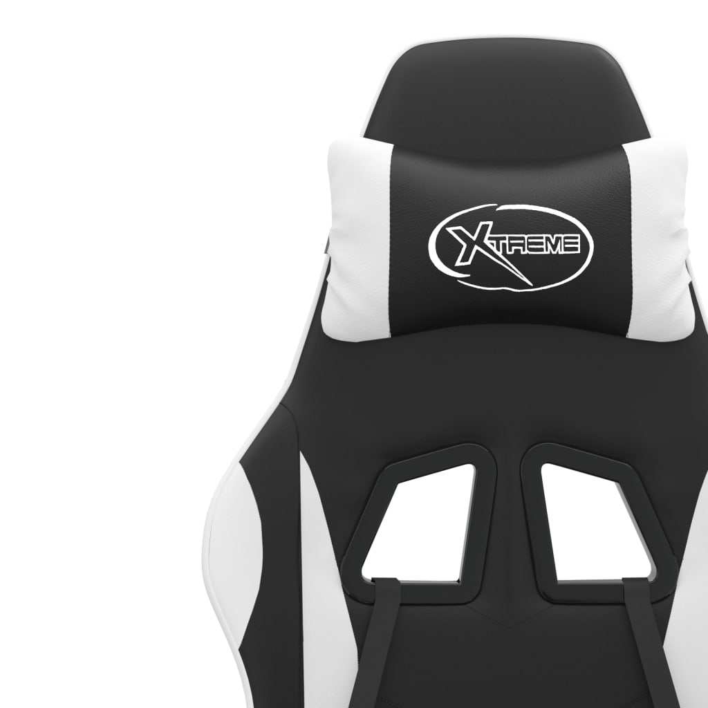 Chaise de jeu pivotante et repose-pied Noir et blanc Similicuir - XIOS