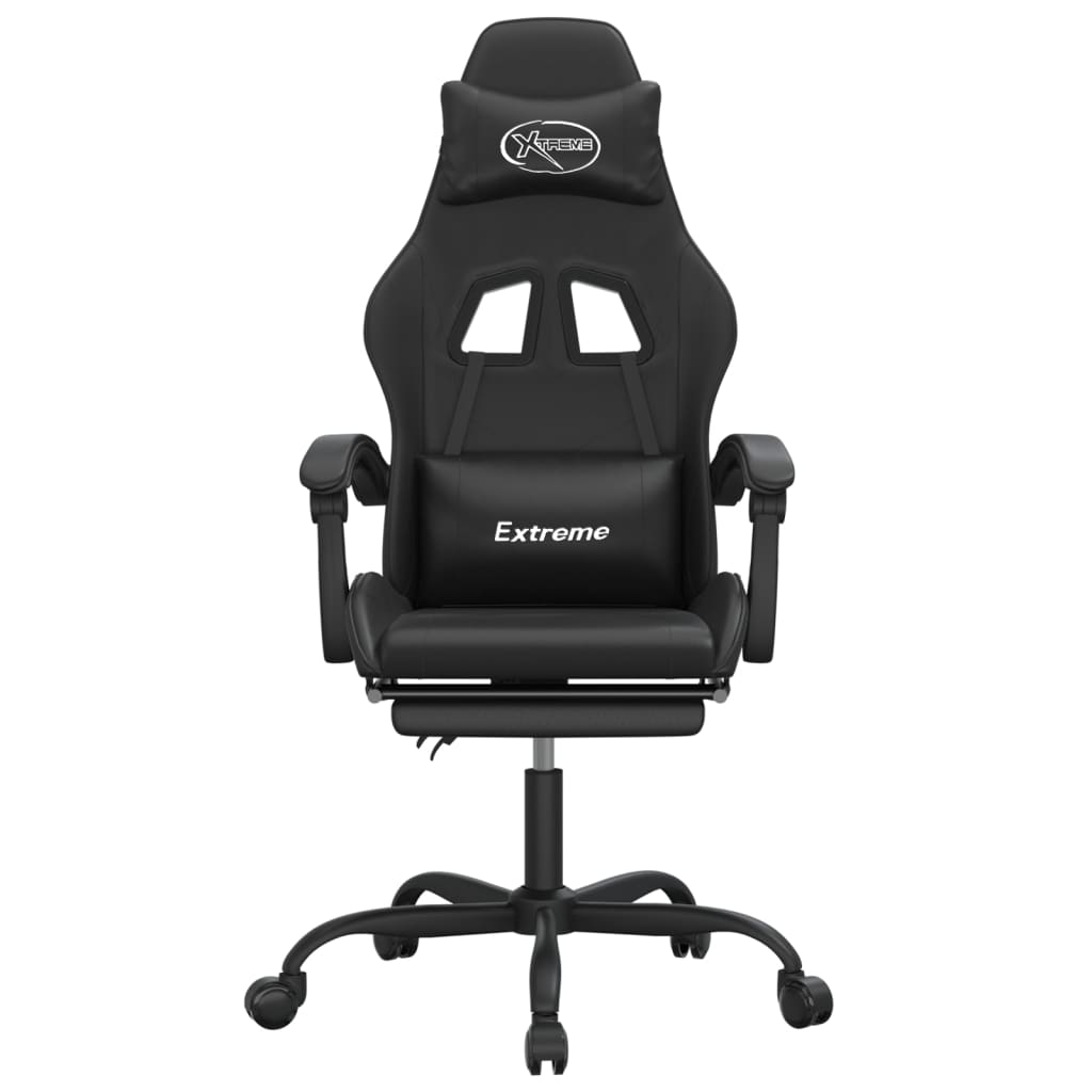 Chaise de jeu pivotante avec repose-pied Noir Similicuir - XIOS