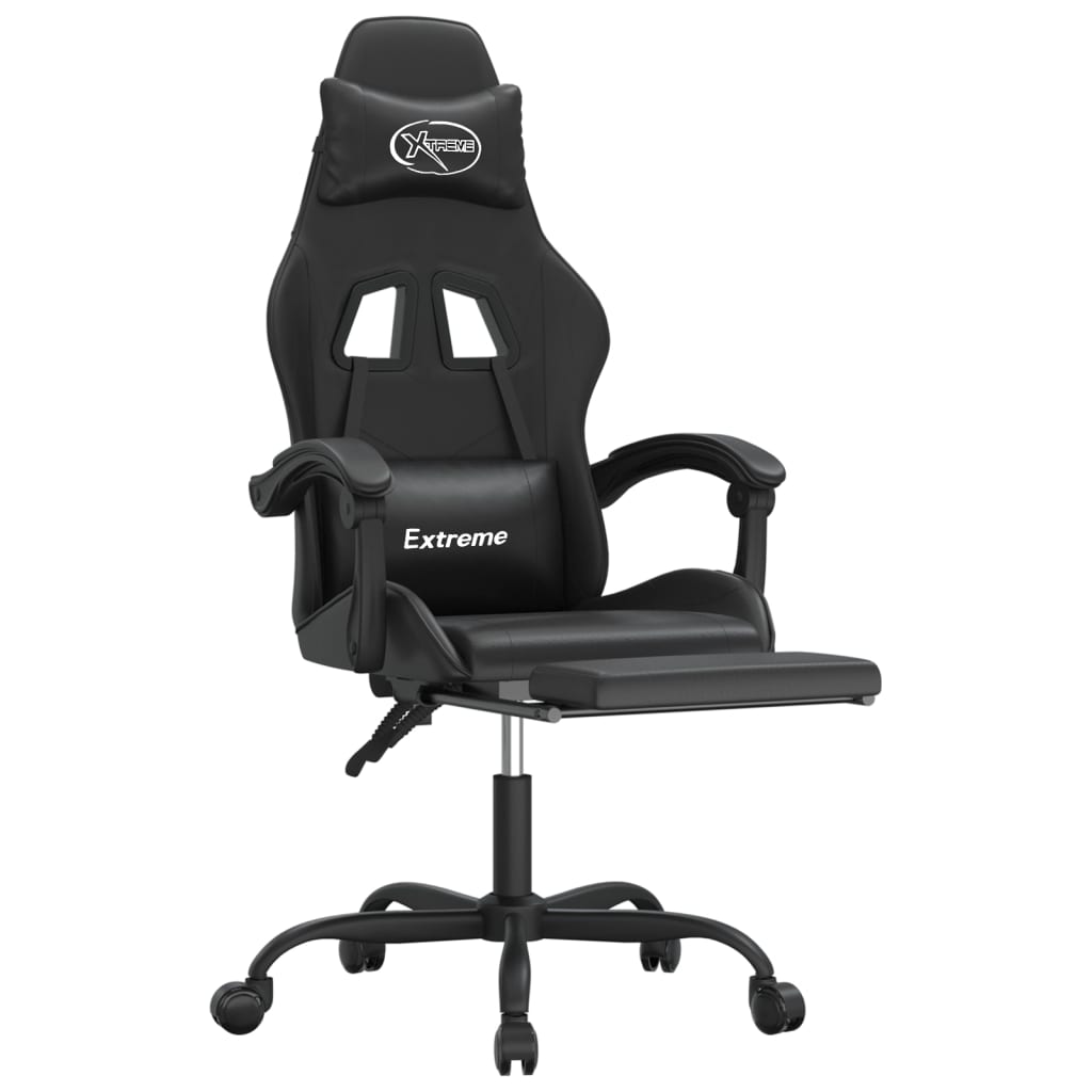 Chaise de jeu pivotante avec repose-pied Noir Similicuir - XIOS