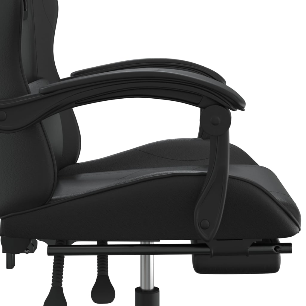 Chaise de jeu pivotante avec repose-pied Noir Similicuir - XIOS