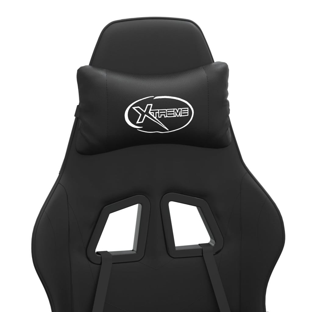 Chaise de jeu pivotante avec repose-pied Noir Similicuir - XIOS