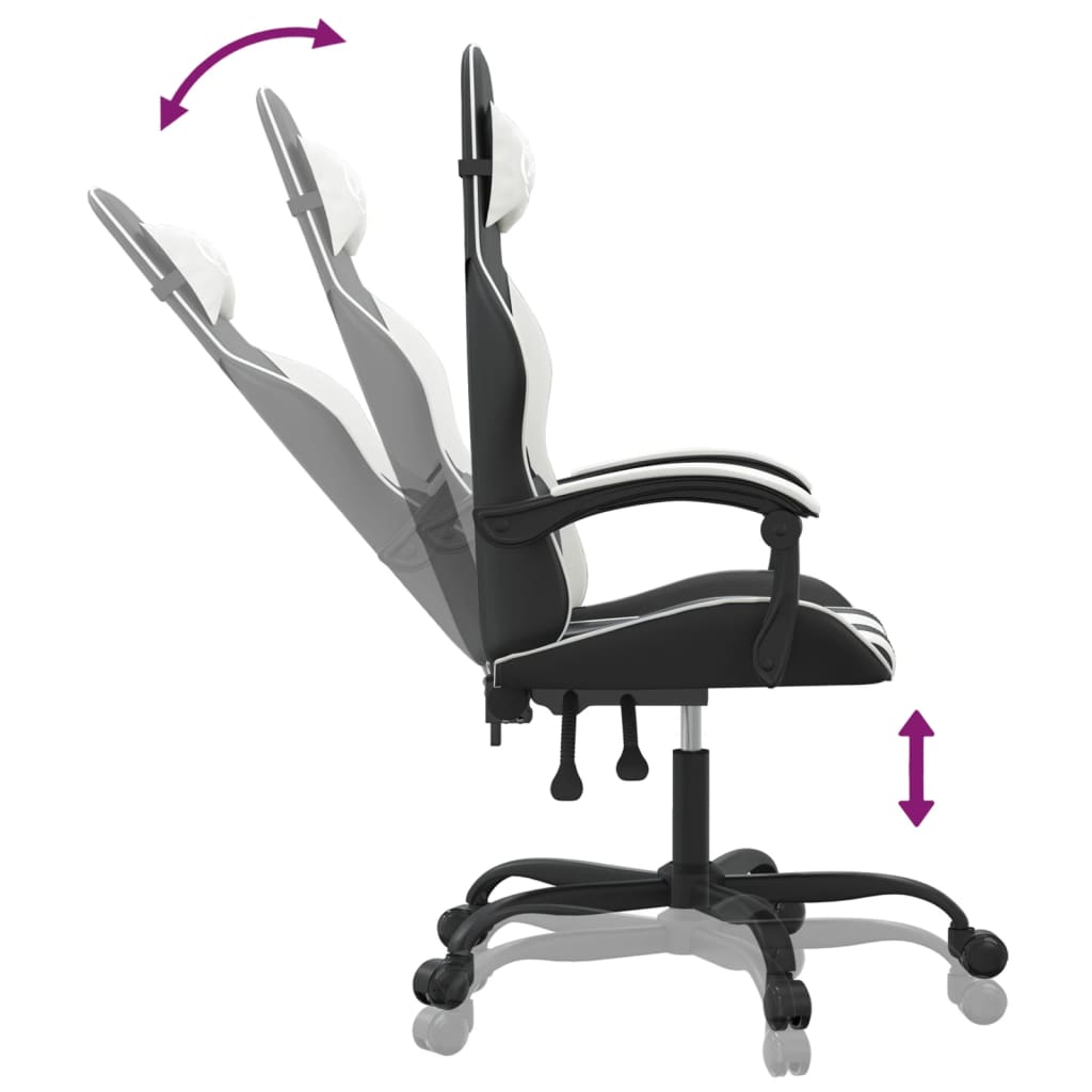 Chaise de jeu pivotante Noir et blanc Similicuir - XIOS