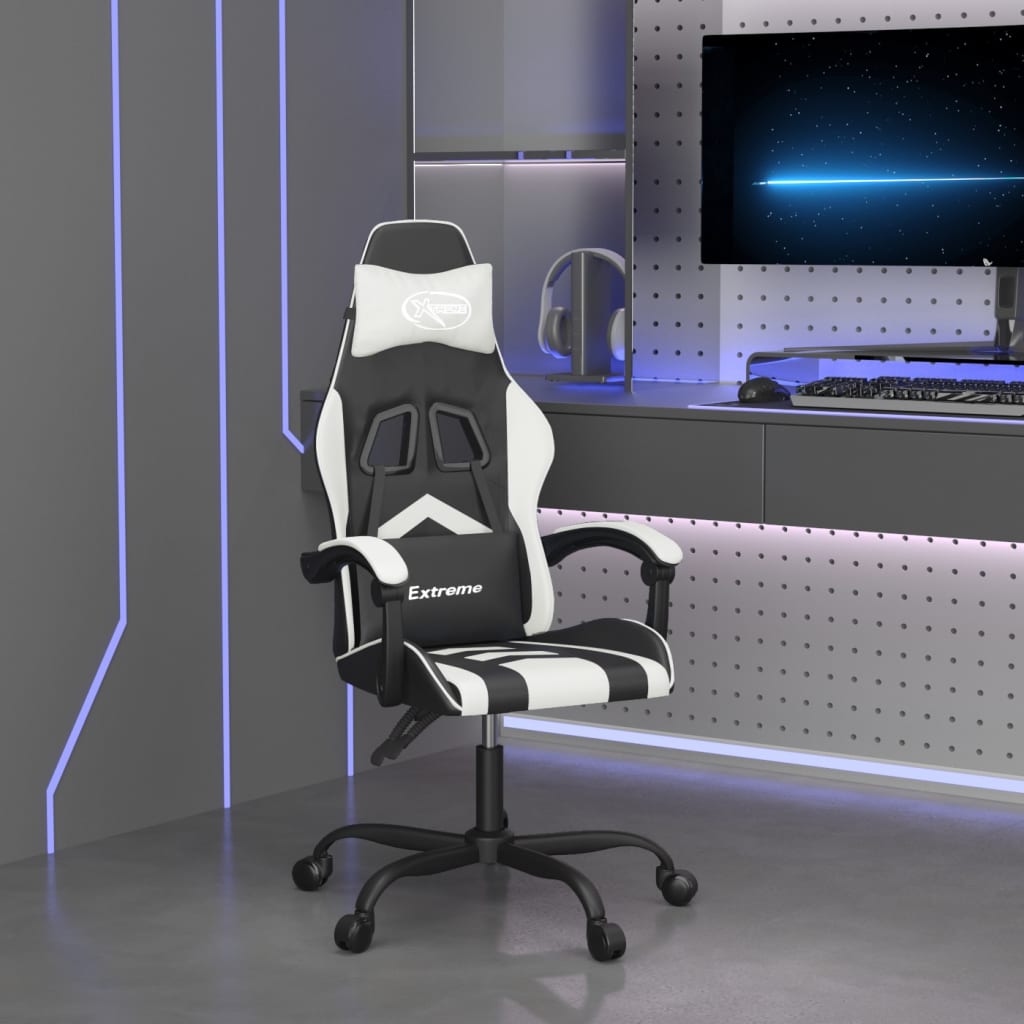 Chaise de jeu pivotante Noir et blanc Similicuir - XIOS